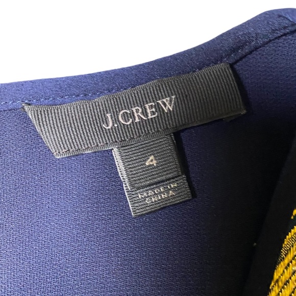 J. CREW Metallic Gold, Navy Blue, Sleeveless Blouse with Chevron Print Design - Picture 4 of 6